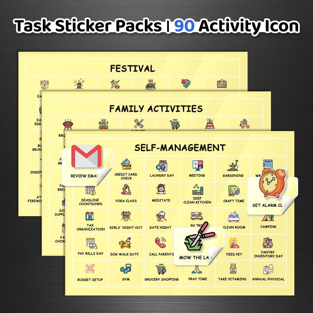 Acrylic Calendar for Fridge with 3 Packs Stickers & 3 Markers - Clear Magnetic Calendar for Refrigerator, Dry Erase Calendars for Fridge Whiteboard,