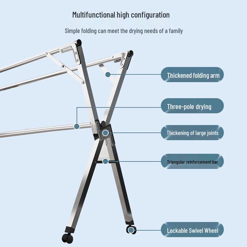 Boyiduo Foldable Stainless Steel Clothes Drying Rack