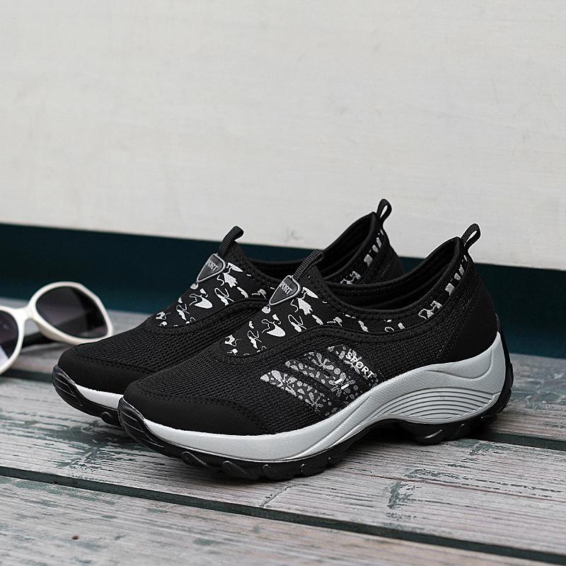 

Летние женские кроссовки, модная повседневная обувь с дышащей сеткой, кроссовки на платформе для женщин, черные кроссовки-носки 38 чёрный