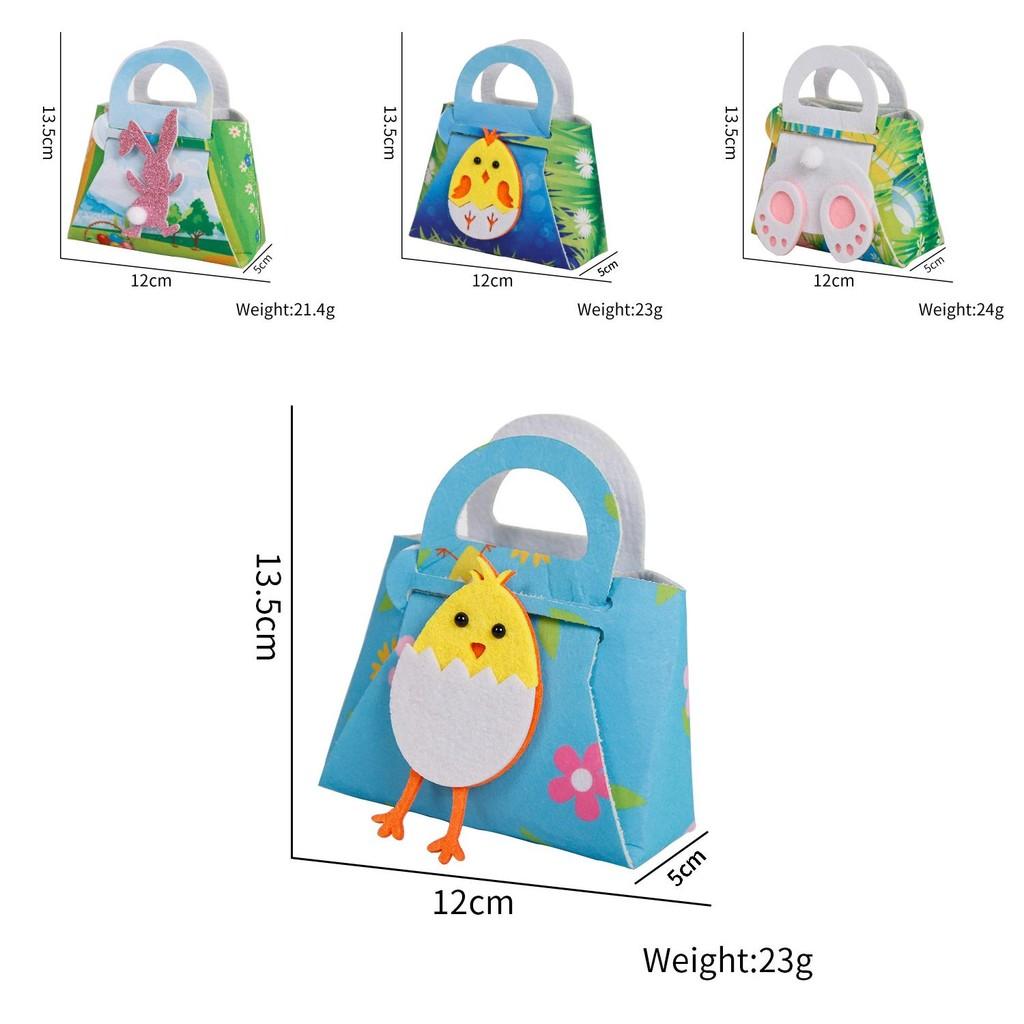 Delightful Easter Felt Carry Bags With Bunny And Chick Patterns Ideal For Candy And Gift Storage