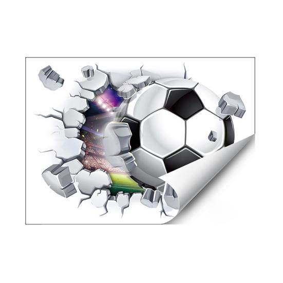3D Soccer Wall Stickers, Self-Adhesive Soccer Ball Wallpaper Poster, Sports Ball Breakthrough Wall Decals for Boys Bedroom Playroom A