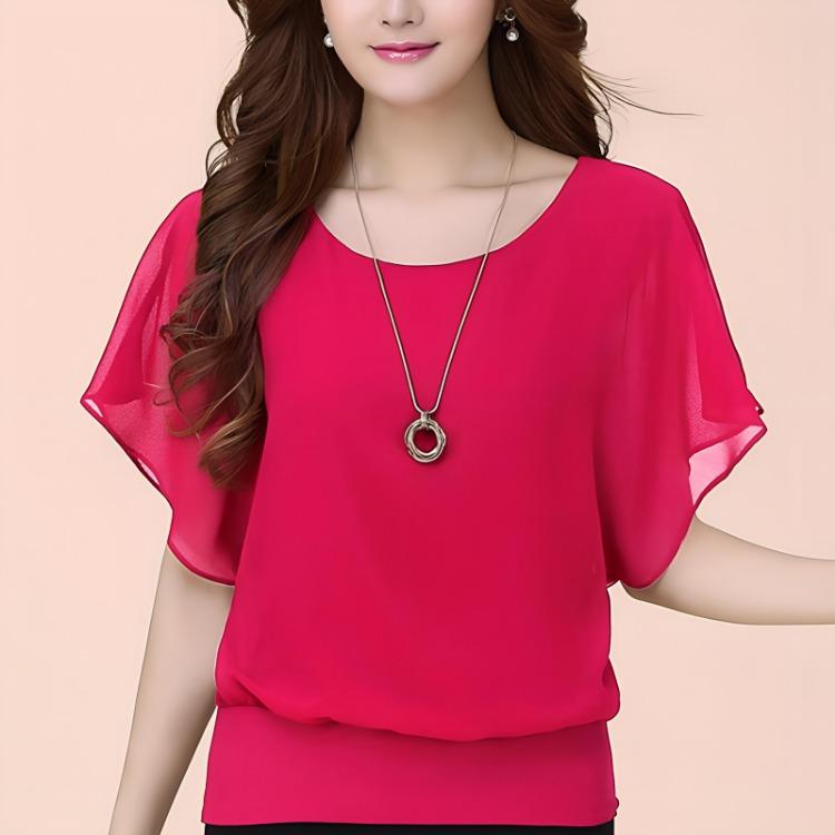 Summer Casual Loose Women Blouse Chiffon Batwing Shirts Tops