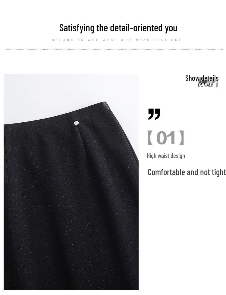 2026 Spring/Summer Elegant High-Waisted Bodycon Midi Skirt with Slit