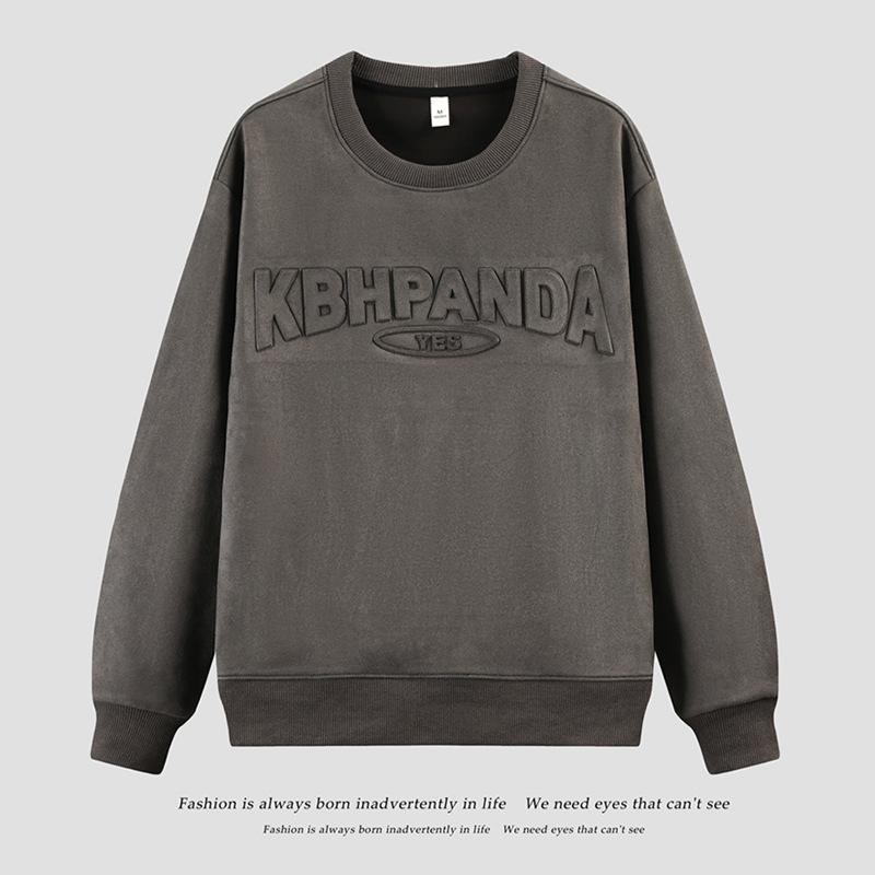 Herr Vår och Höst Casual Sweatshirt Herr Trendigt Märke Mode Bokstav Präglad Trendig Ungdom Rundhalsad Sweatshirt Herr