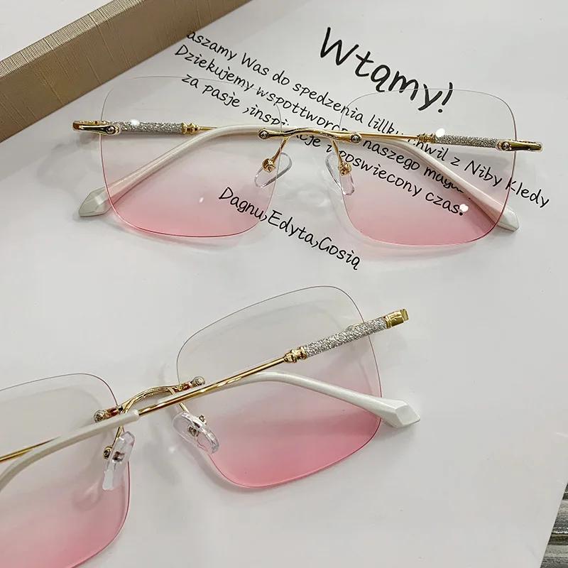 Womens Blue Light Blocking Eyeglasses Large Glasses Frame Slimming Flat Lens Glasses Frame Blush Eyeglasses Fashionable Optical Prescription Lenses