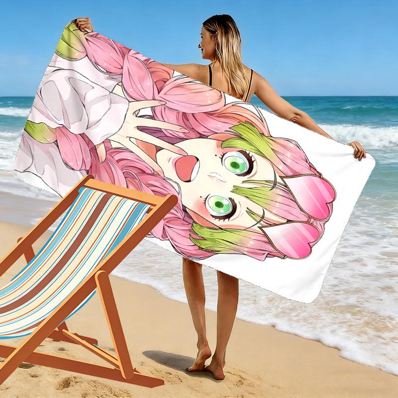 Demon Slayer Print Beach Towel, Large Soft Quick Dry Towel for Beach Camping Swimming