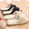 Couple linen floor silent non-slip slippers women's home indoor summer sweat-absorbing cotton and linen cool slippers men wear in all seasons