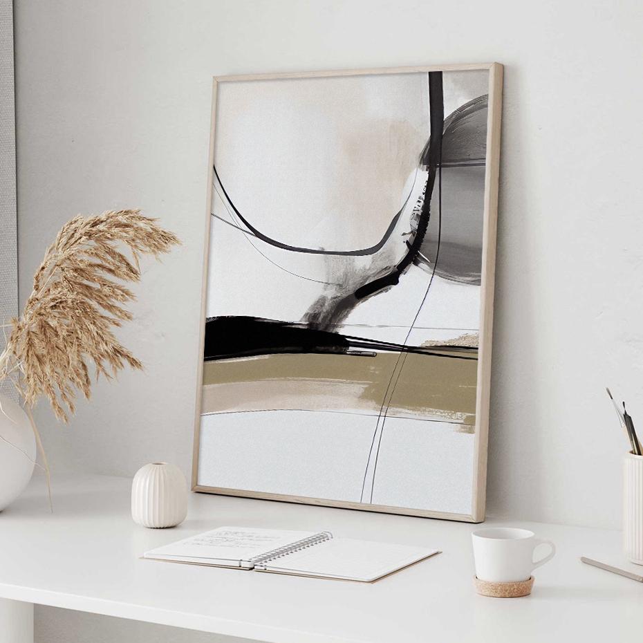 Mid Century Modern Line Abstract Posters Wall Art Canvas Painting Prints Pictures Modern Living Room Interior Home Decoration