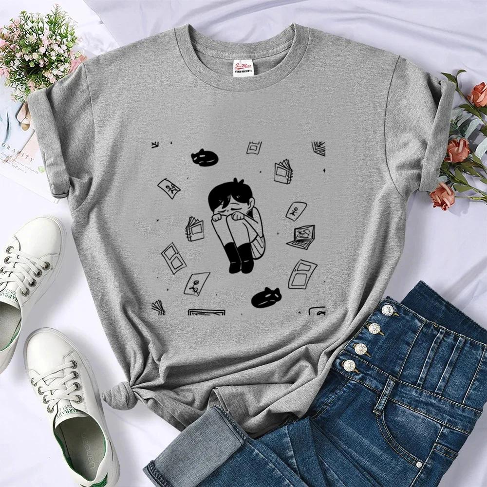 Omori t shirt girl summer gothic Psychedelic cute t shirt y2k cutecore funny japan anime