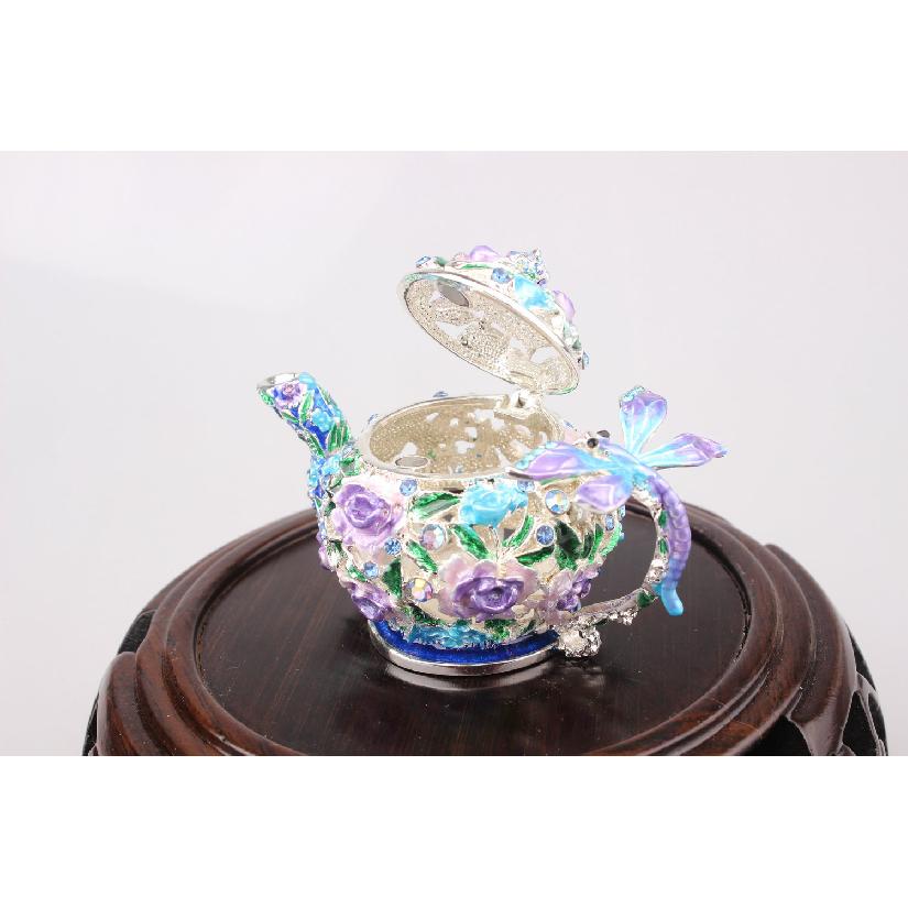 Chińskie Retro Pastoralny Styl Emaliowane Pudełko na Biżuterię Rękodzieło Dekoracja Domu Czajnik Mała Ozdoba Pudełko na Biżuterię