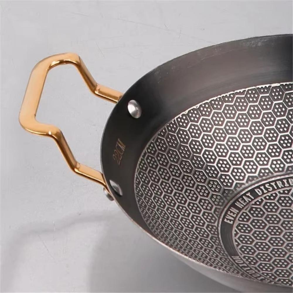 Durable Stainless Steel Stove Pot 24/26/28cm with Handle Dry Boiler Non Stick Honeycomb Wok Household