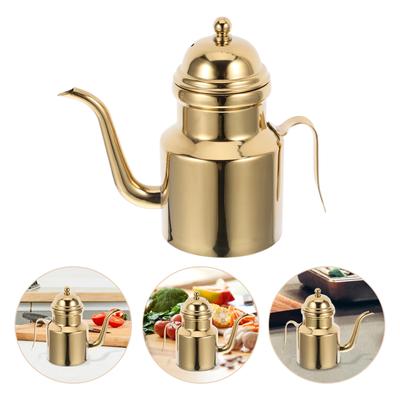 Olive Oil Pot with Spout Stainless Steel Bottles Drink Dispensers Cooking Container Syrup Golden