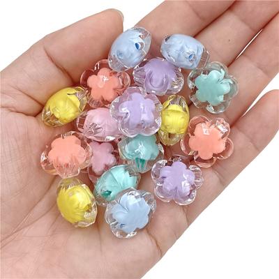 Transparent Frosted Flower Sandwich Beads Loose Beads Flower Beads Beads 5Pcs 17*11mm DIY For Jewelry Making