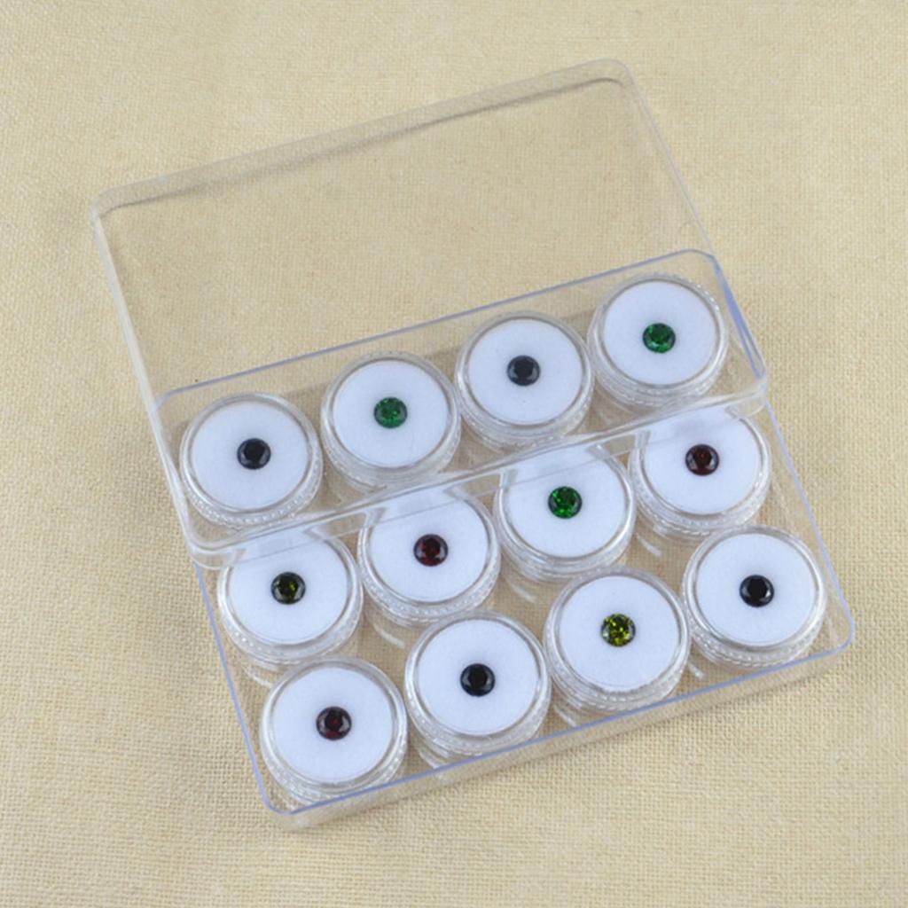 12 Slot Acrylic Transparent Round Gemstone Display Tray With Soft Foam Protective Jewelry Storage Case For Loose Diamonds Coins