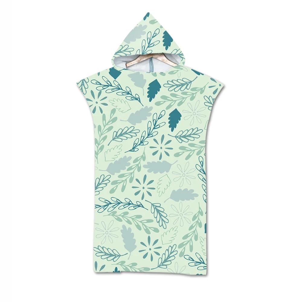 Botanical Floral Hooded Beach Towel Quick Dry Surf Poncho,Bath Towel,Sports Towels for Swimming, Beach, Surfing, Diving, Bathing