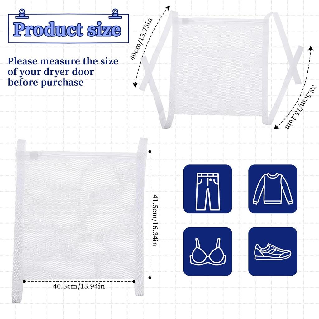 Mesh Laundry Bag with Strap and Zipper - Sneaker Dryer Bag, 16.3 x 15.9 Inch