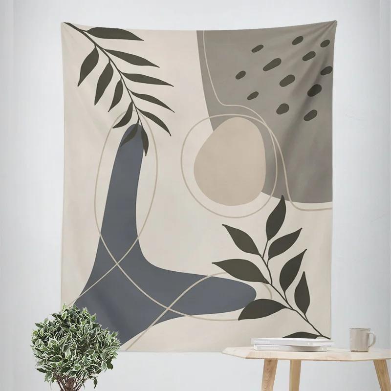ins style abstract plant illustration tapestry Morandi bedroom decorative cloth cafe art background wall cloth
