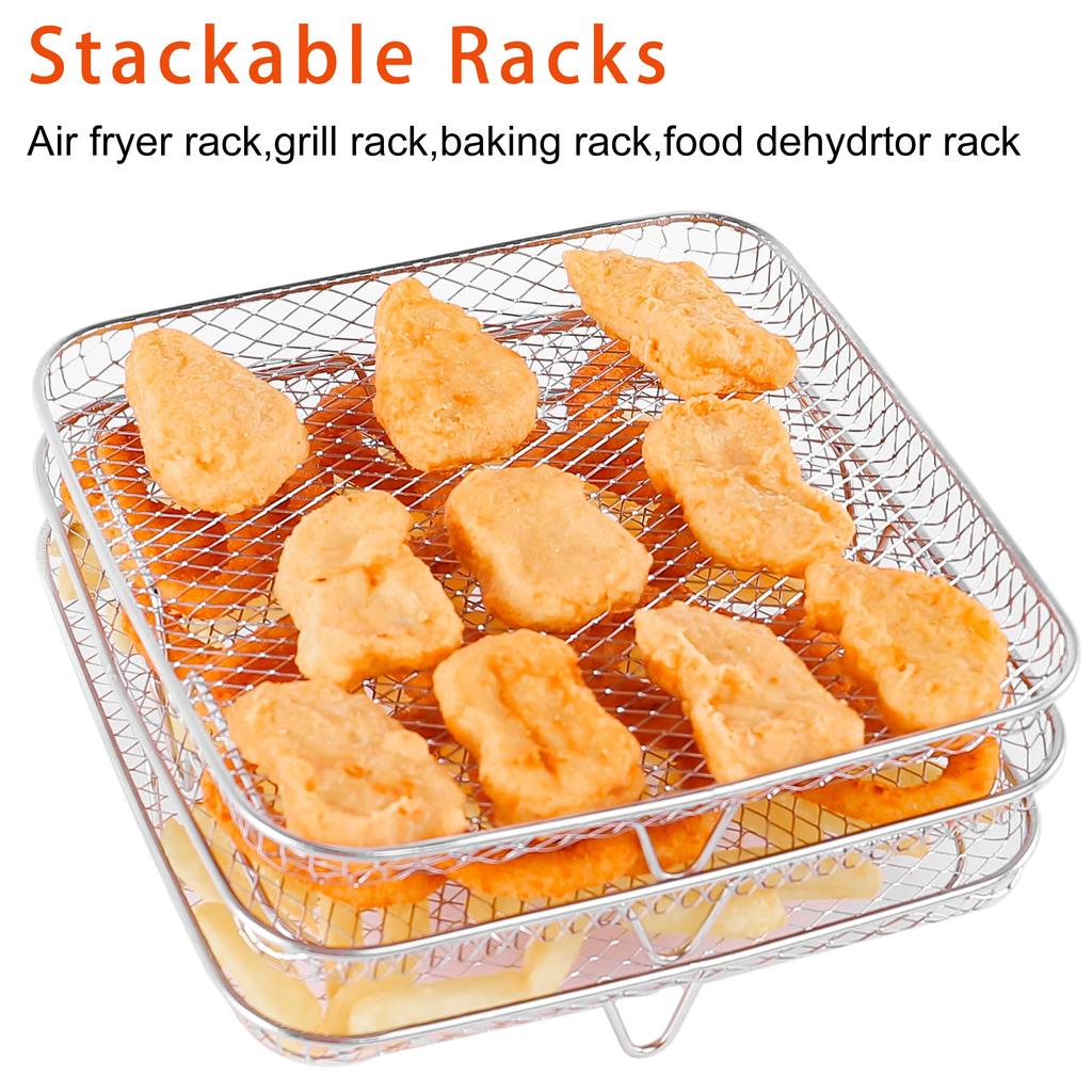 Air Fryer Rack Stackable Multi-Layer Stainless Steel Dehydrator Rack Air Fryer Basket Tray For Kitchen Accessories