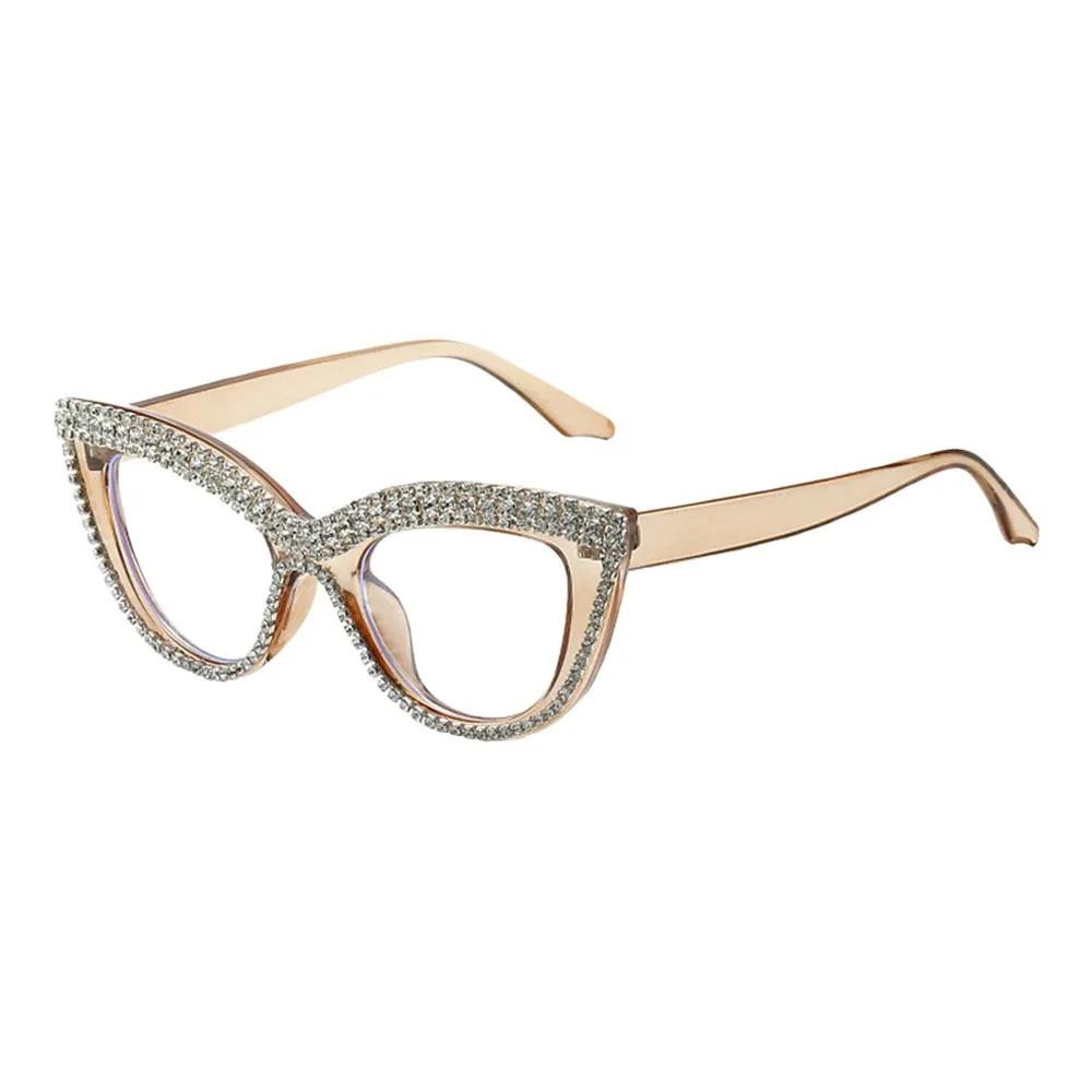 

Comfortable Rhinestone Reading Glasses Vintage Square Presbyopia Eyeglasses Luxury Eye Protection Hyperopia Glasses Office 1.00