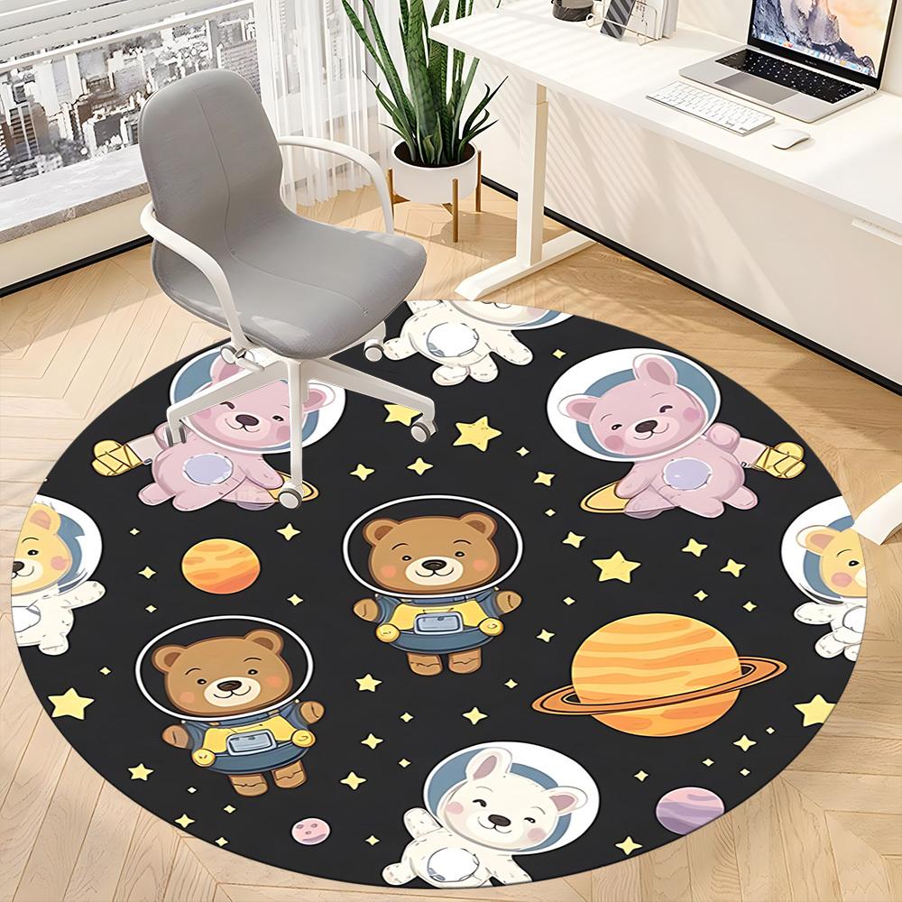 1PC Space Bears Chair Carpet for Office, Indoor Non-Slip Washable Carpet, Soft Comfortable Mat For Office Room Yy250930194