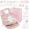 Sitengle Princess Hair Accessory Set with Cute Storage Perfect Gift for Large Includes Hair Clips and Hair Perfect for Kindergarten Entrance and