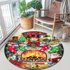 Cute Christmas Day Gift Bell Santa Claus Snowman Christmas Tree round rug Home Soft Decorative Anti slip Chair Mat Carpet Outdoor Floor Mat Carpet 109