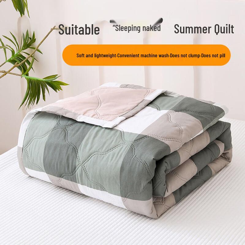 Mling Washed Cotton Plaid Summer Air Conditioning Quilt