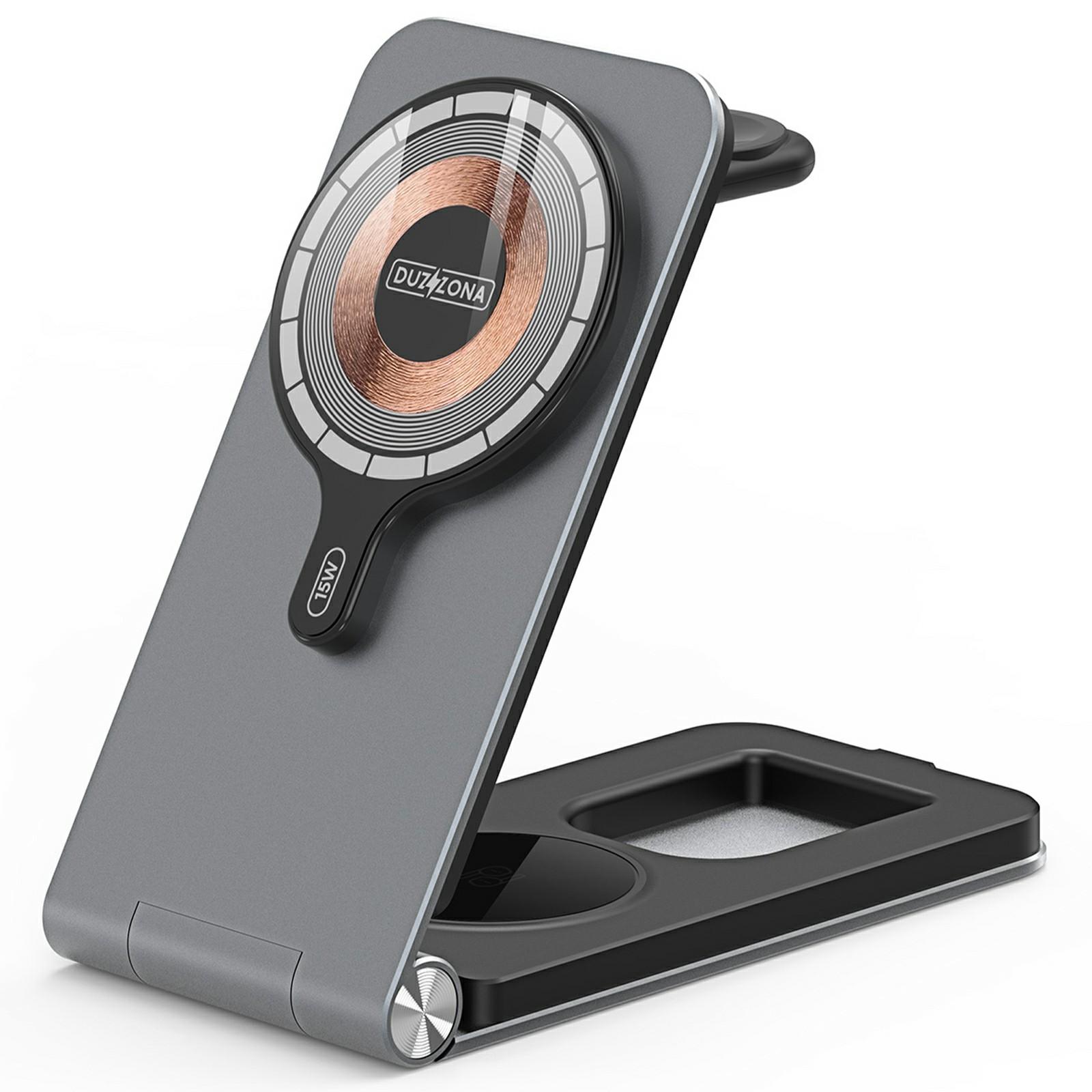 

DUZZONA W22 15W Магнітна бездротова зарядка 3-в-1 Складна портативна зарядка для телефону для навушників, iWatch