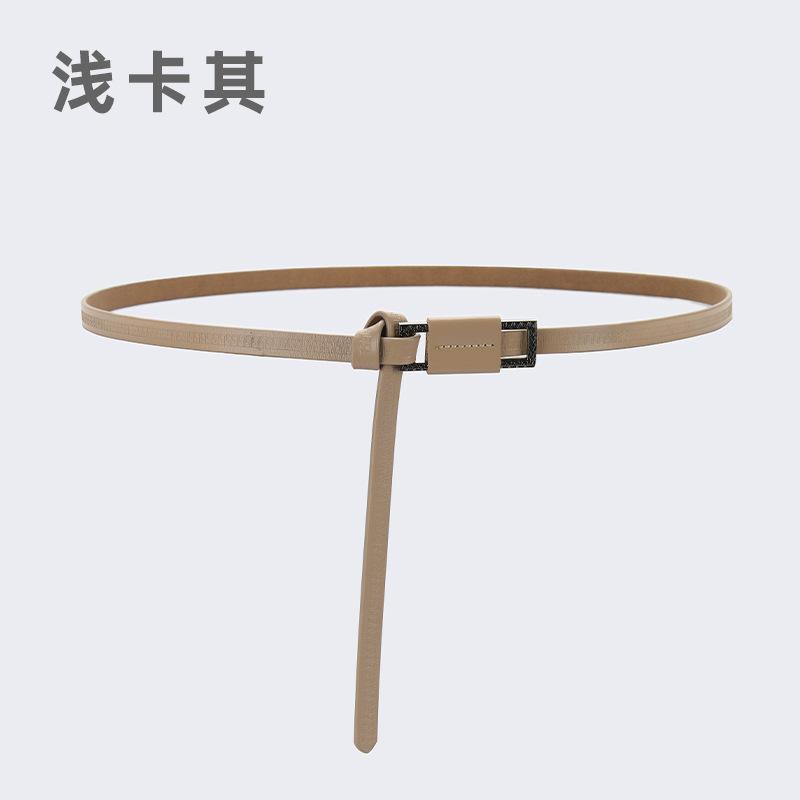 Leather Thin Belt Women'S Decorative Dress Waist Leather Knotted Belt Shirt Waist