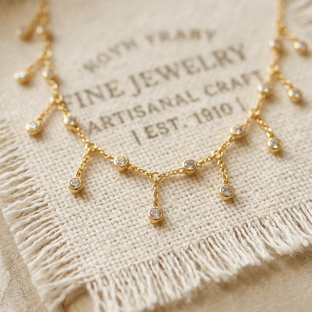 Elegant Drop Tassel Starry Moissanite Clavicle Chain S925 Silver 18K Gold Plated Ladies Office Wedding Bridesmaid Neck Chain