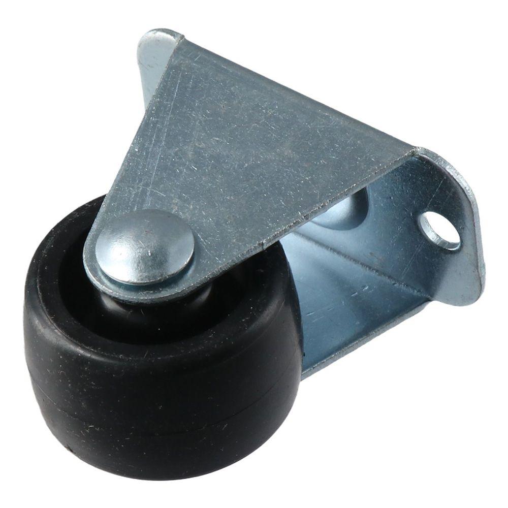 4Pcs Low Profile Black Rubber Caster Wheels Small Trolley Wheels 1'' Fixed Castors Workbench