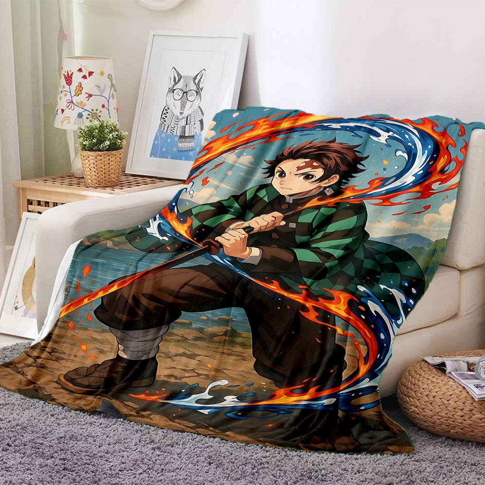 1pc Demon Slayer Soft & Warm Flannel Blanket, Multi-Purpose Throw Blanket for Couch, Sofa, Office, Bed, Camping, Travel 132
