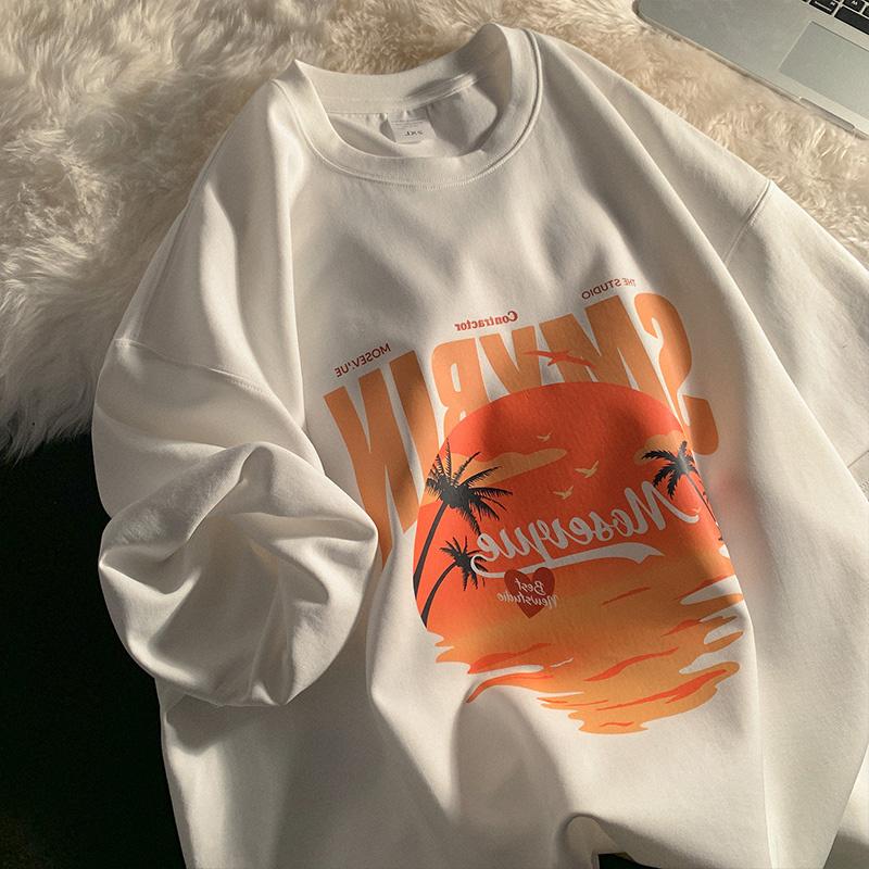 Retro Oversize Cotton T-irt Women's Loose ort Sve round Ne Summer Top Korean Sle Printed Casual Streetwear