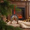 Rustic Hanging Cabin Decor Wooden Christmas House Ornament, 2D Castle Car with Gift Box Set Red String, Tree Pendant, Holiday for Home Indoor Festive