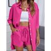 2023 Spring Women's Casual Patchwork Cotton Linen Two-Piece Set with Seven-Sleeves