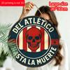 2D Flat Aluminum Atlético Madrid "Unwavering Devotion" Decorative Signs and Plaques, Available In Various Sizes. Red and White Striped Skull Pattern