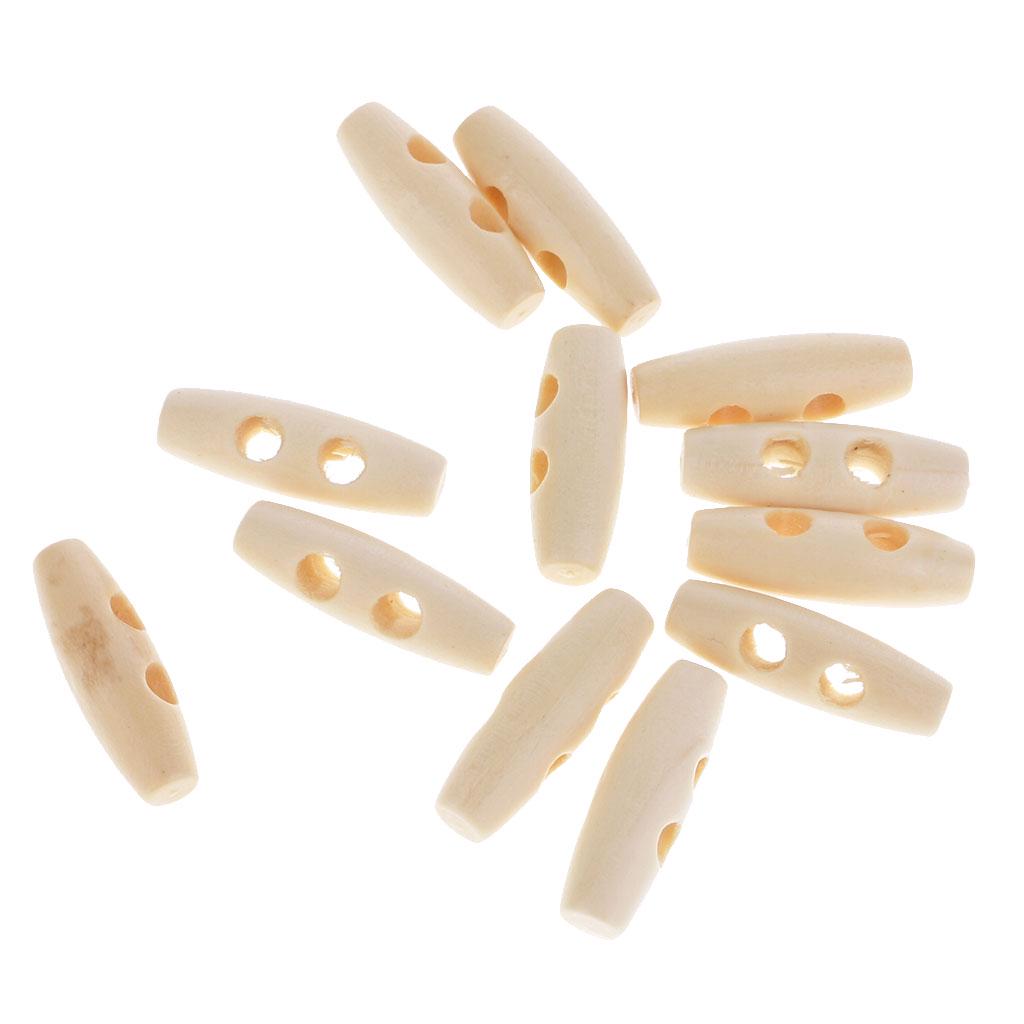 50 Stücke Holz Nähen Horn Knebelknöpfe Stoff Zubehör 2 Löcher Schwarz