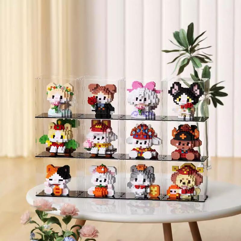 Cute Pet Series Cartoon Animation Building Block Toys Cute Wedding Cat And Dog Models Educational Assembly Toys Holiday Gifts