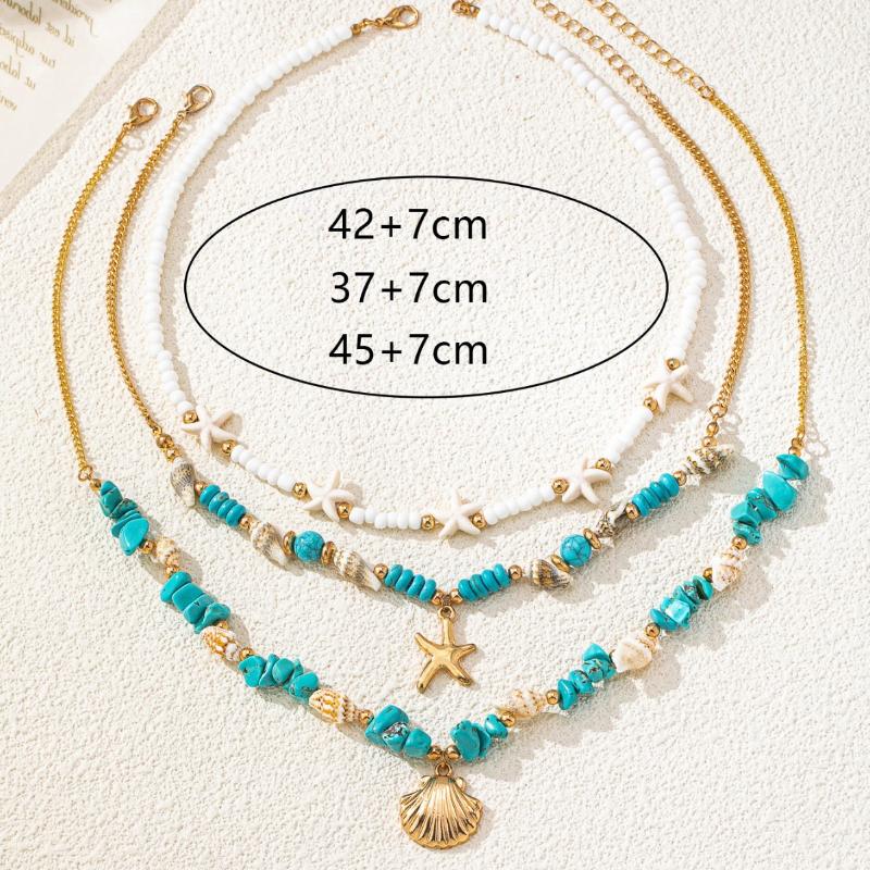 Ethnic Style Blue Natural Stone Beads Choker Necklaces For Women Bohemia Geometry Pendant Necklace Trendy Neck Jewelry