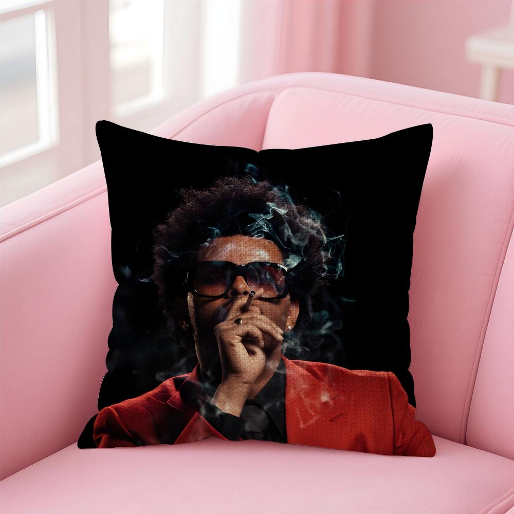 TThe WeekndD Singer Cushion Cover Natural Linen Pillow Case DoubleSided Print Decorative Sofa Pillowcase Home Decor Gift