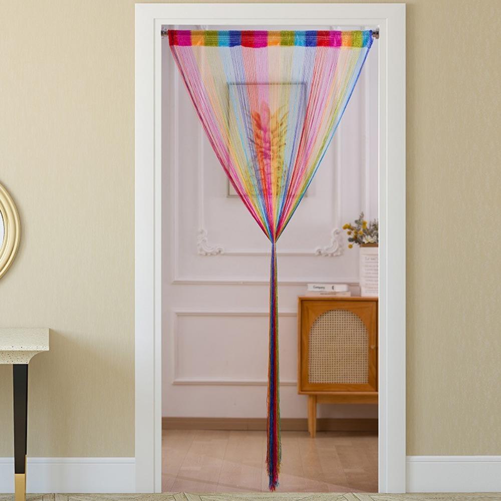 Low-elastic yarn Thread Door Curtains 200*100cm Panel Tassel Curtain Door Wall Window
