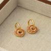 Guochao New Chinese Style Enamel Color Retro Earrings Women's Circle Removable Light Luxury Premium Ethnic Ear Buckle
