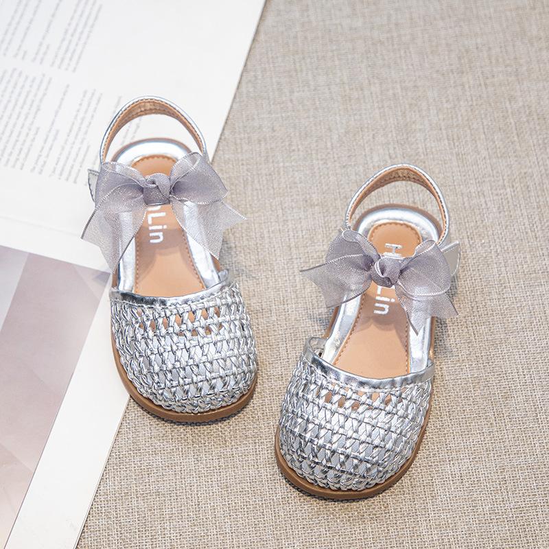 New Girls' Sandals Soft Soled Girls' Princess Shoes Anti Slip Children's Shoe Fashion Girls' Woven Shoe Hollowed Out Girl Shoes