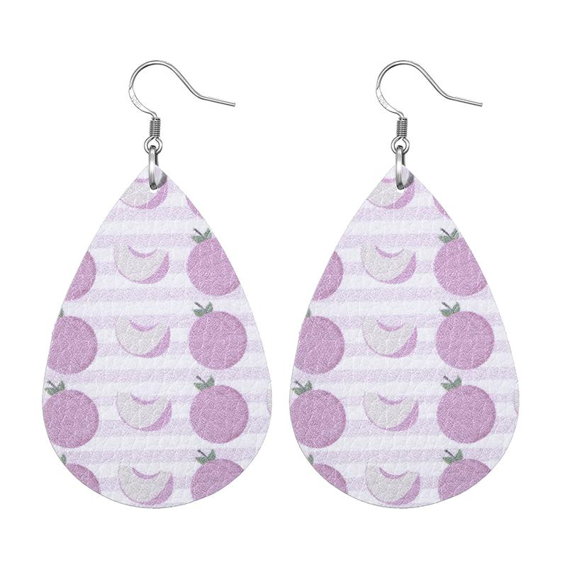 Summer Fashion Lightweight Faux Leather Earrings for Women Fruit Leaf Beach Teardrop Drop Dangle Earrings Jewelry Gift Wholesale