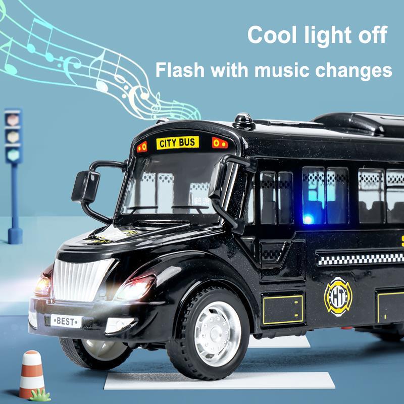 Dual Inertia Sliding Campus Bus Car Model Simulation Sound and Light Music Educational Toy Bus Car Toy Children's Birthday Gift
