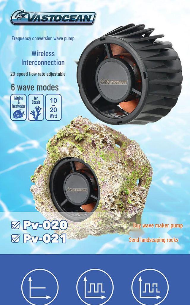 VASTOCEAN Wireless Wavemaker Pump for Saltwater Aquariums with Magnetic Suction Circulation