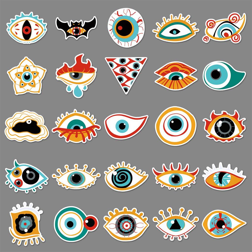 50-Piece Horror Demon Eye Halloween Waterproof Sticker Set for Notebooks