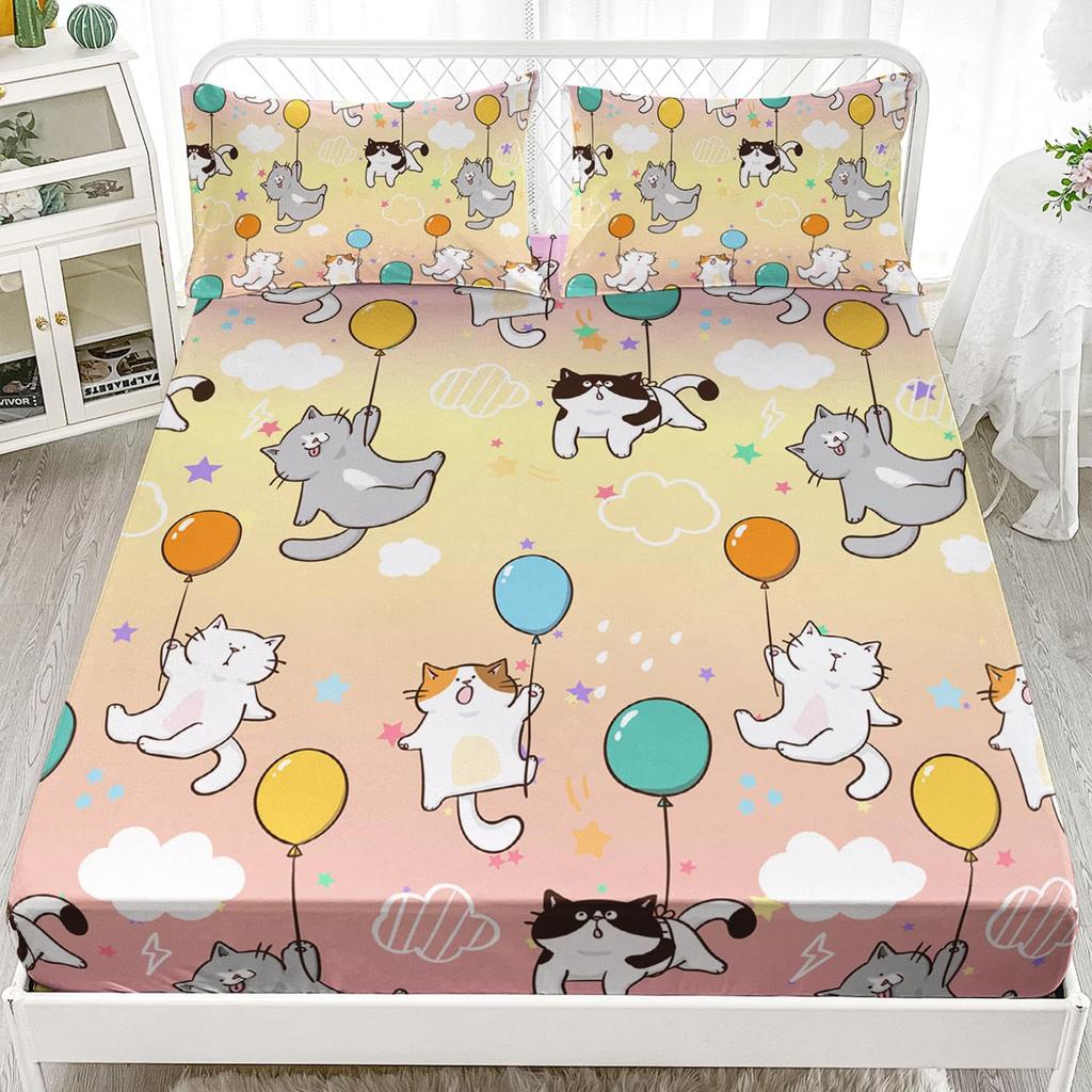 Animal Cartoon Pattern Bed Hat Three-Piece Digital Printing Bedding Bed Hat Three-Piece Set Children And Adults