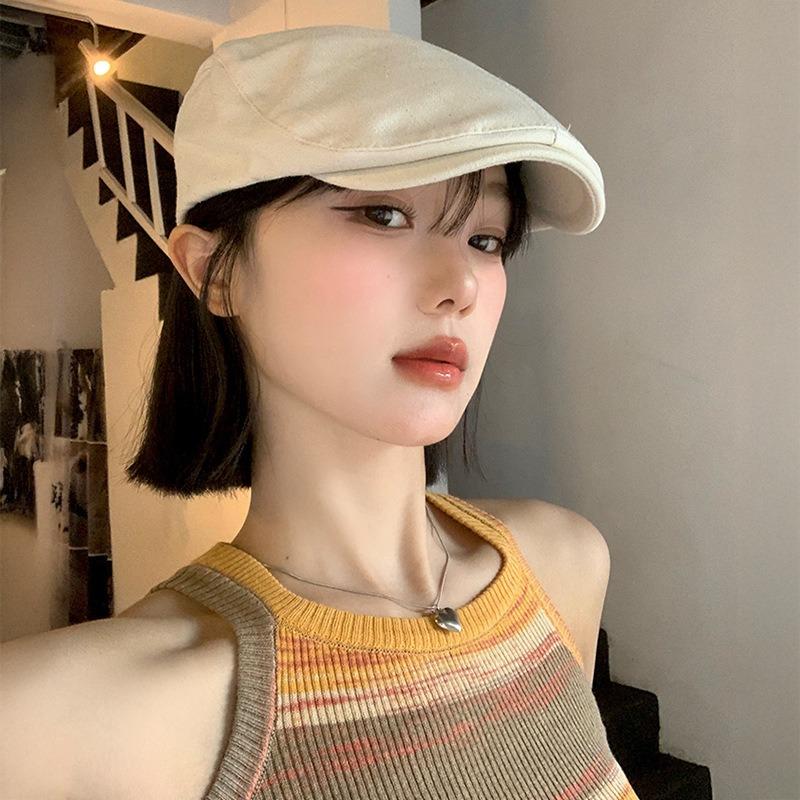 Retro forward hat women's autumn and winter versatile anti-wearing beret fashion big head circumference shows the face small hat tide