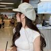 Washed and made old newsboy hat lady literary and retro denim octagonal hat blue beret painter hat man